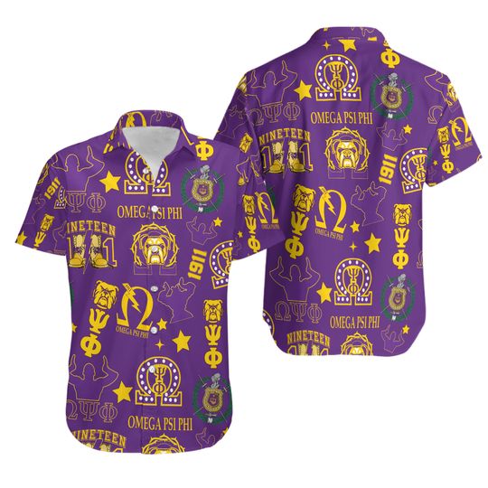 Omega Psi Phi Hawaiian Shirt, Omega Sorority Shirt and Shorts, Student Button Shirt
