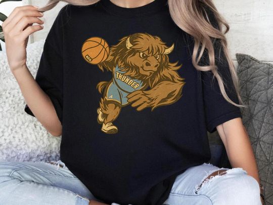 Oklahoma City Thunder Bison Shirt, Playoff 2025 Shirt, OKC Basketball Fan Shirt, Basketball Game Day Tee, Western Conference NBA T-Shirt