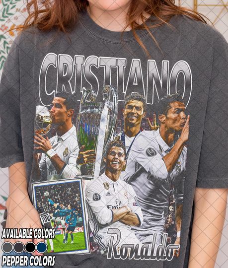 Retro 90's Comfort Colors Cristiano Ronaldo T-Shirt, Cristiano Ronaldo Fan Tee Graphic T-Shirt, Gift For Women and Man Unisex T-Shirt