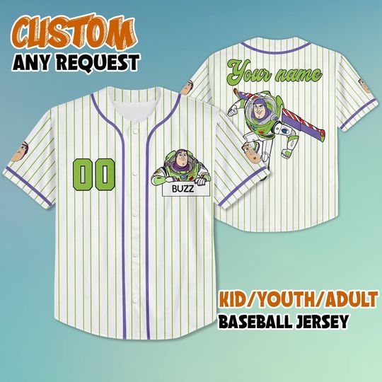 Personalized Buzz Lightyear Toy Story Baseball Jersey, Custom Buzz Lightyear Jersey Shirt, Disney Baseball Jersey, Toy Story Birthday Gift