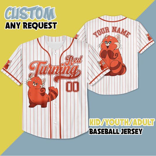 Personalized Disney Turning Red Baseball Jersey, Custom Turning Red Mei Lee Jersey Shirt, Disney Turning Red Baseball Team Outfit