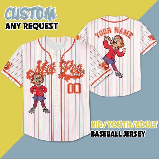 Personalized Mei Lee Turning Red Baseball Jersey, Custom Disney Mei Lee Jersey Shirt, Disney Turning Red Baseball Team Outfit