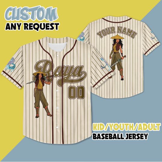Personalized Raya and the Last Dragon Baseball Jersey, Disney Princess Raya Jersey Shirt,  Raya and the Last Dragon Baseball Jersey