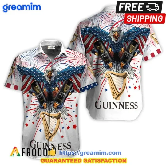 Guinness Beer US Flag 4th Of July Hawaiian Shirt And Short