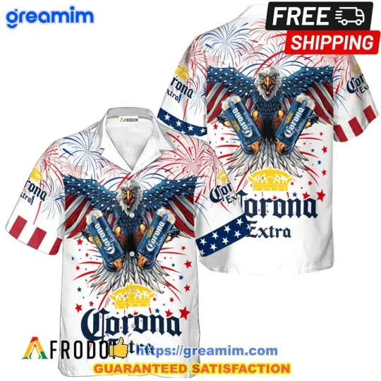 Corona Extra US Flag 4th Of July Hawaiian Shirt And Short