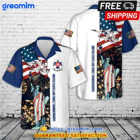 USAF Thunderbirds Happy 4th of July Short Sleeve Hawaiian Shirt