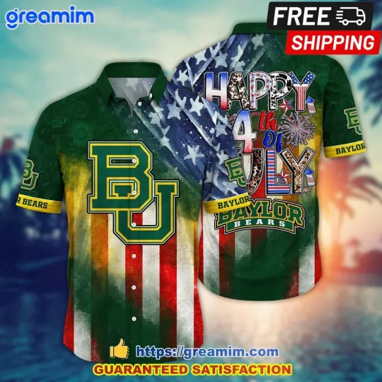 Baylor Bears Happy 4th Of July Short Sleeve Hawaiian Shirt