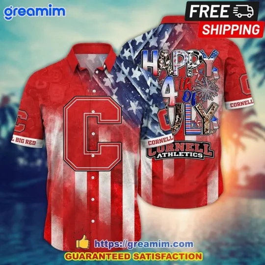 Cornell Big Red Happy 4th Of July Short Sleeve Hawaiian Shirt