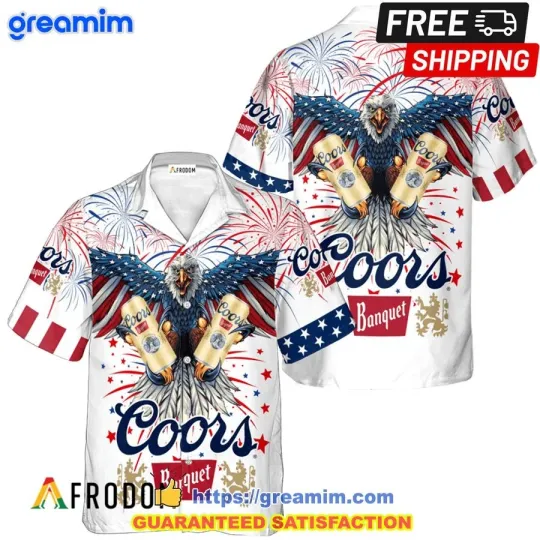 CCOORS Banquet US Flag 4th Of July Hawaiian Shirt And Short