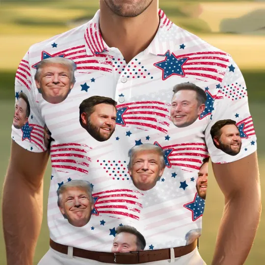 Trump Vance Musk 4th of July Patriotic Republican Polo Shirt