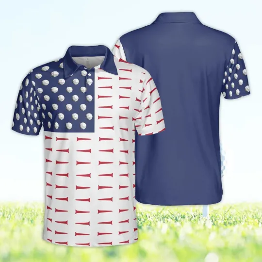 Discover American Flag Patriotic Polo Shirt for Golfers