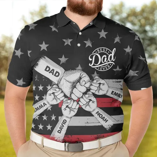 Personalized Fist Bumps Father's Day Gift Polo Shirt for Dad