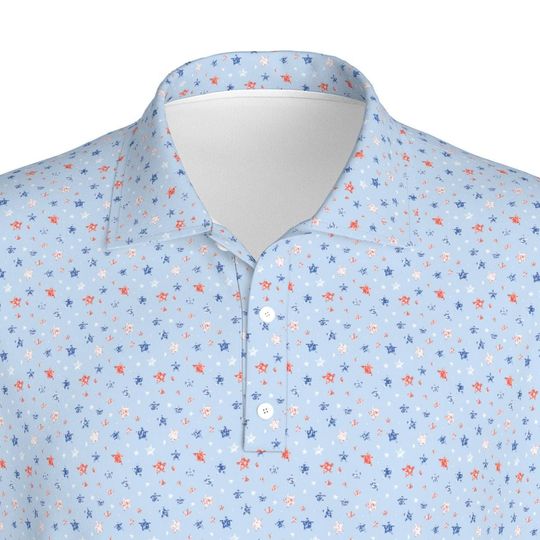 4th of July Golf Polo Shirt | Holiday Pattern Athletic Performance Wear | Athletic Shirt for Him