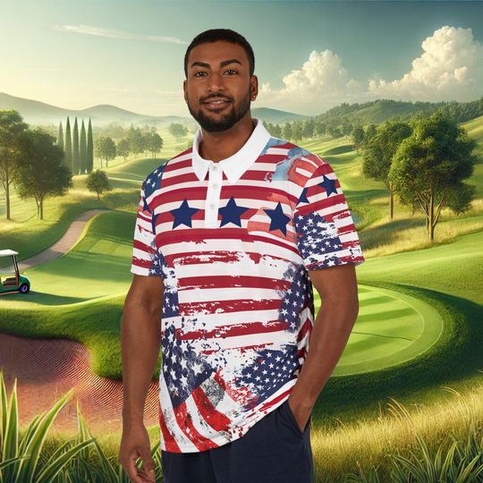 Patriotic Unisex Polo Shirt for Golf, BBQs, Summer, and Fourth of July Celebrations