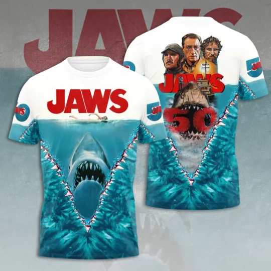 Jaws Movie 50 Years 1975-2025 Thank For The Memories 3D Shirt