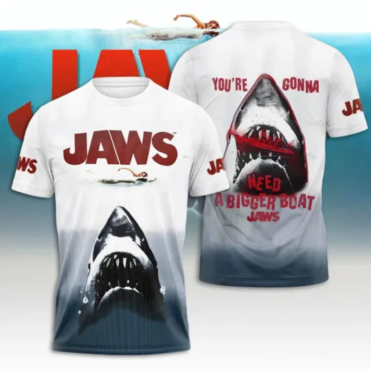 Jaws Movie 50 Years 1975-2025 Thank For The Memories 3D Shirt