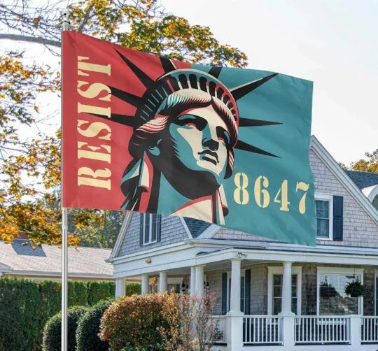 Statue Of Liberty Resist 8647 Anti Trump Resistance Nope To Fascism Flag