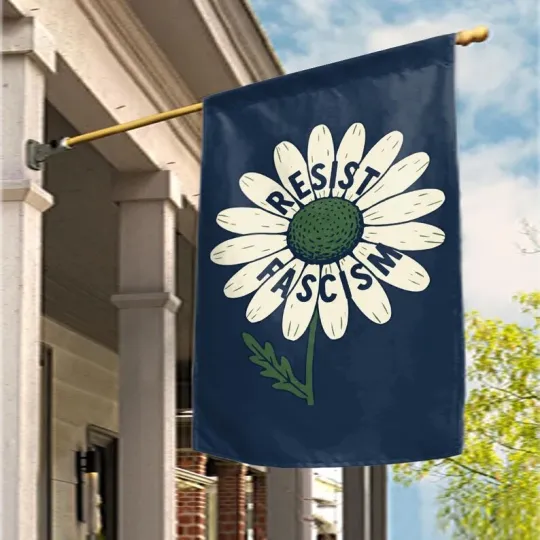 Daisy Flower Resist Fascism Anti Trump Protect Democracy Political Flag