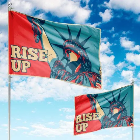 Vintage Statue Of Liberty Rise Up Resist Fascism Anti Trump Democracy Flag