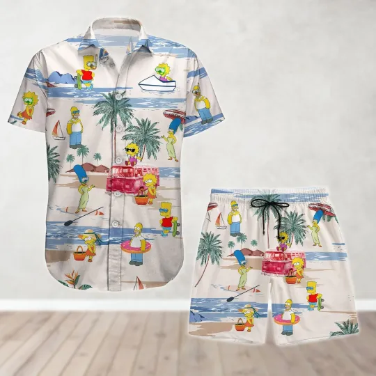 The Simpsons Button Shirt And Homer Simpson Hawaiian Shirt Disney Movie