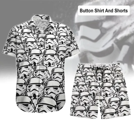 Stormtrooper Face Button Shirt Men Star Wars Hawaiian Shirt