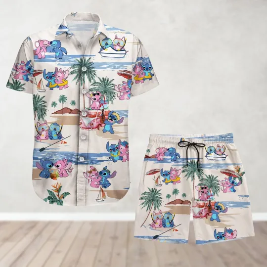 Stitch And Angel Button Shirt And  s Lilo Stitch Hawaiian Shirt
