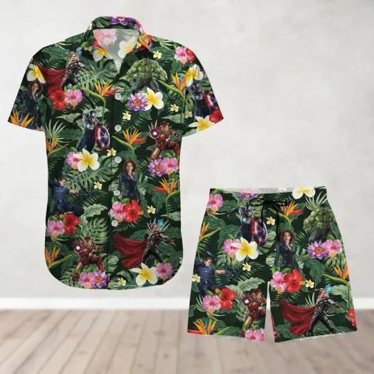 Marvel Superhero Button Shirt And Disney Movie Hawaiian Shirt For Men