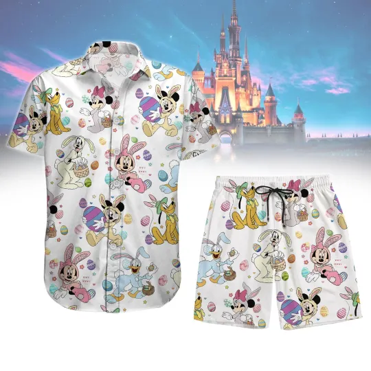 Disney Easter Shirt Mickey And Friends Bunny Ears Button Shirt