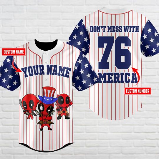 Custom Superhero Red White Blue Baseball Jersey, Spiderman Jersey Shirt, Patriotic Shirt, Funny USA Super Hero Shirt, Gift For Him