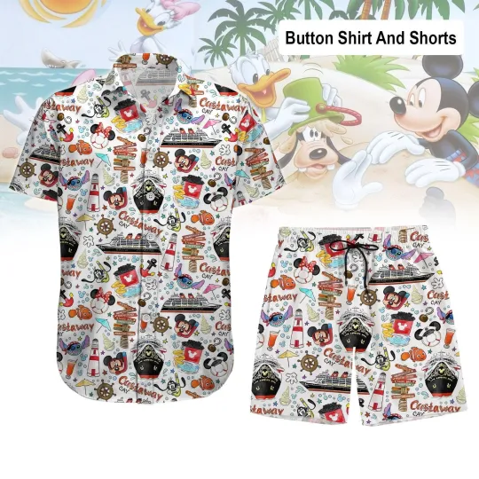 Disney Mickey Mouse Minnie Mouse Stitch And Lilo Finding Nemo Cruise Hawaiian Shirt