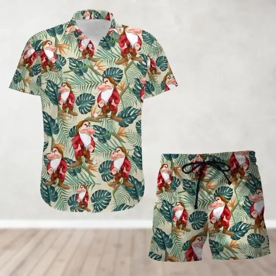 Grumpy Button Shirt And Snow White Hawaiian Shirt