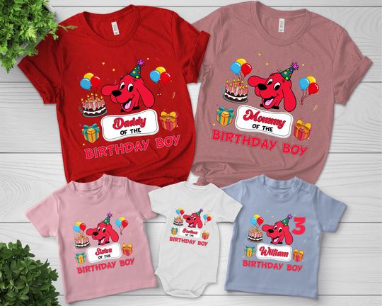 Custom Clifford Dog Family Birthday Shirt, Clifford Dog Party Shirt, Clifford The Big Red Dog Shirt, Clifford Dog Shirt