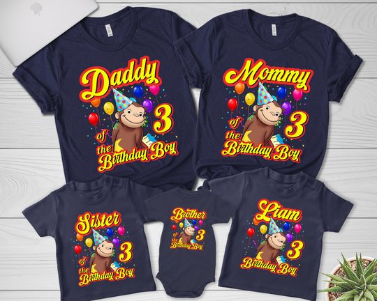 Curious George Shirt, Curious George Family Birthday Shirt,Curious George Matching Shirt,Birthday Boy Shirt