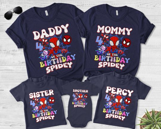 Custom Spidey And His Amazing Friends Birthday T-Shirt, Custom Birthday Boy Superhero Shirt, Toddler Birthday Tee, Spider Man Tee
