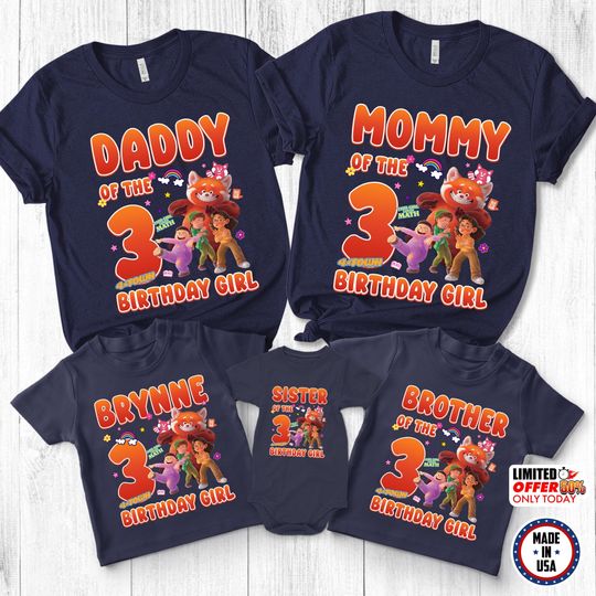 Turning Red Birthday Shirt, Turning Red Birthday Theme Party Shirt, Turning Red Cartoon Characters Shirt,Personalized Family Birthday