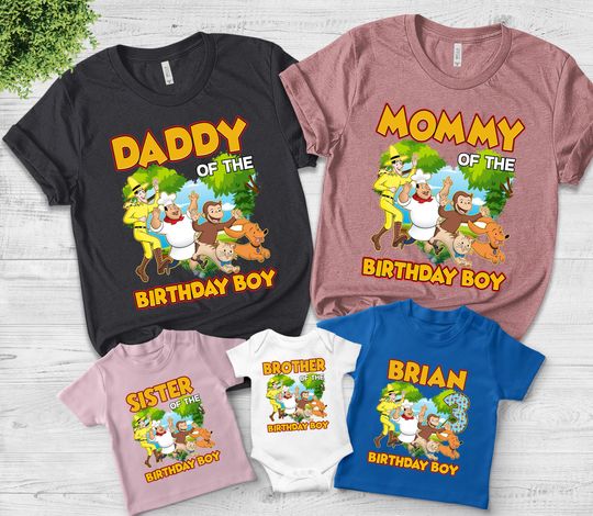 Curious George Shirt, Personalized Video Game Birthday Shirt,Matching Shirt,Family Birthday Shirts Animal Kingdom Safari Shirt