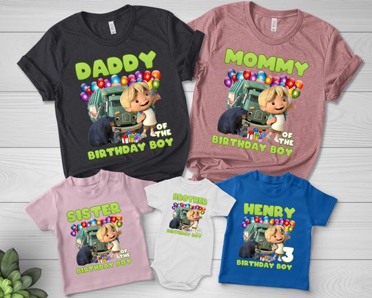 Personalized Trash Truck Birthday shirt, Trash Truck Birthday Party Theme Shirt, Trash Truck Family Matching, Birthday Family Shirt