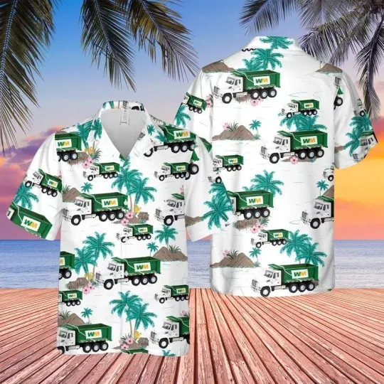 Dump Truck Hawaiian Shirt Casual Button Down Shirt Beach Summer Unisex