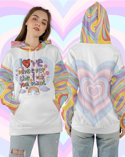 Cute 3D Hoodie Love Whoever The Fuck You Want Tie Dye Pastel Heart Lovely Sweetness Color