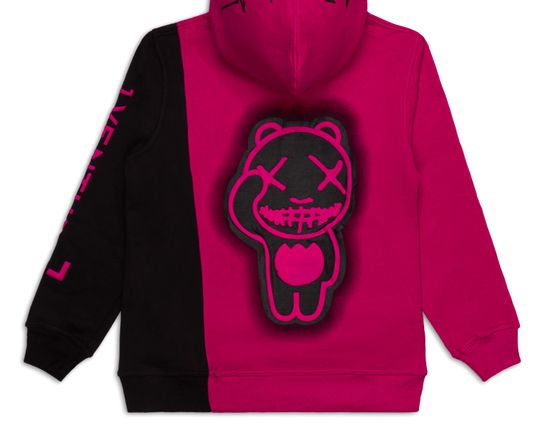 1Venture Split Line Hoodie  Black & Berry Pink