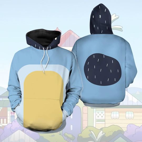 Bandit Cosplay Hoodie Adult, Blue Dad Costume, Blue Dad Cosplay Hoodie, Bandit Dog Hoodie, Blue Heeler Dog Hoodie, Dog Hoodie 3D