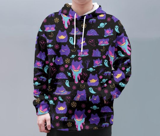 Gengar Hoodie Shirt Graffiti Unisex Hoodie Trendy Hoodie Ghost Gengar Shirt Gifts