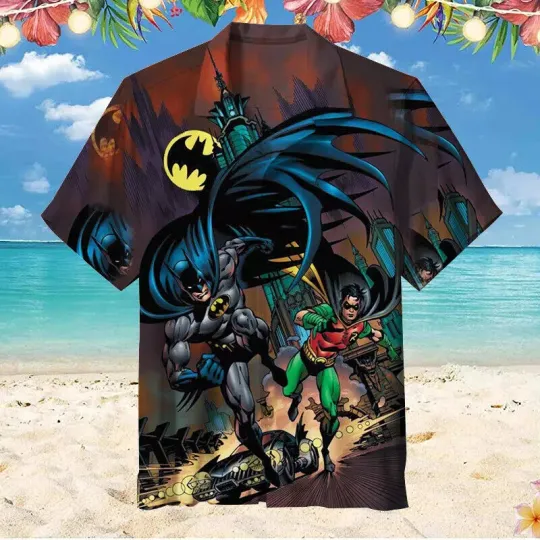 Batman And Robin Running On The Street Amazing Superheroes 3D HAWAII SHIRT_ig6_8
