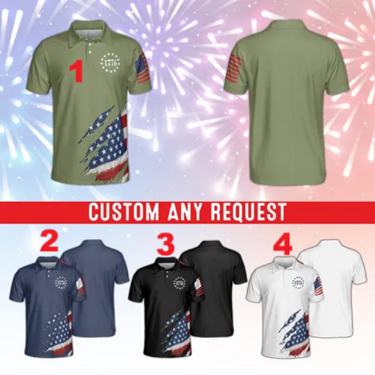 1776 USA Flag Polo Shirt - Patriotic Independence Day Polo for Men and Women
