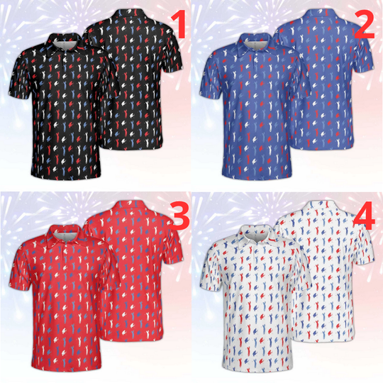 Happy 4th Of July Red White Blue Golfers Polo Shirt