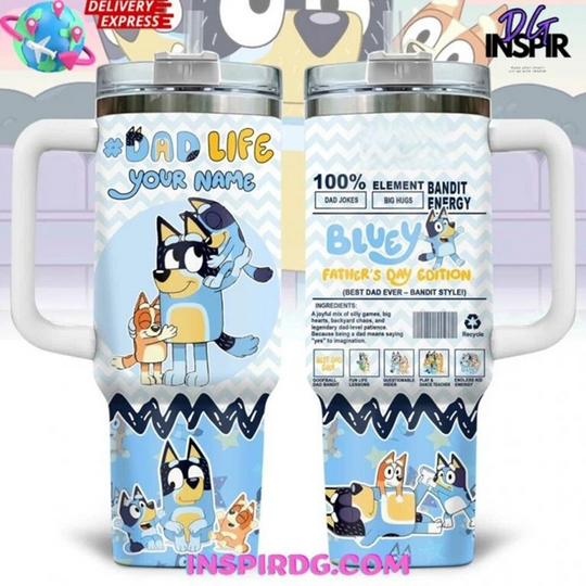 40 oz BlueyDad Tumbler with Handle - Gift for Fans
