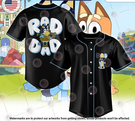 BEST BlueyDad Rad Dad Baseball Jerseys