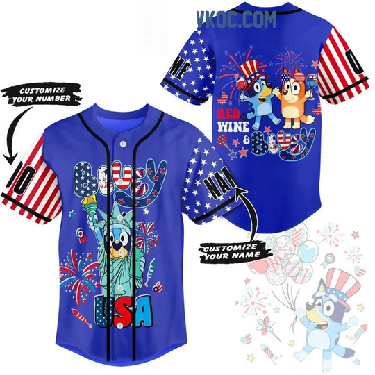 BlueyDad Red Wine And BlueyDad Fan Personalized Baseball Jersey