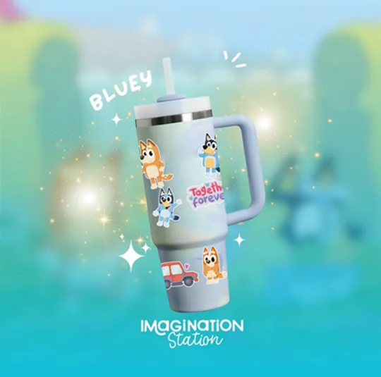 Personalized BlueyDad Tumbler 40 oz with Handle - Custom Kids Waterproof Cup