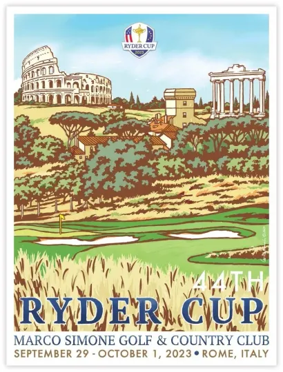 Lee Wybranski 2023 Ryder Cup Poster - Marco Simone Golf, Rome, Italy